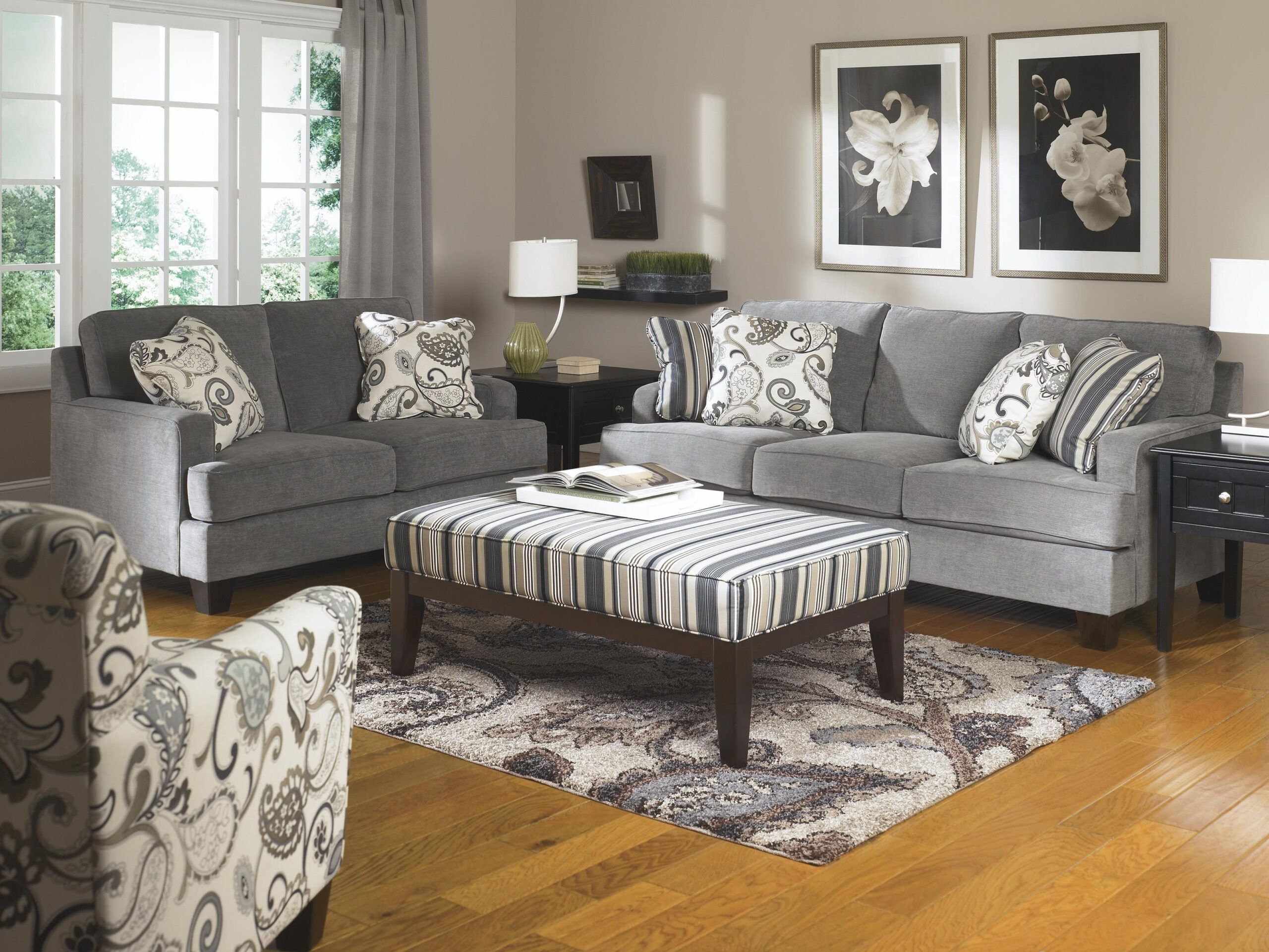 10+ Gray Sofas In Living Rooms - Homedecorish for Aramis Vintage Grey Fabric 2 Piece Living Room Set With Queen Memory Foam Sleeper Sofa Bed &amp; Arm Chair Set