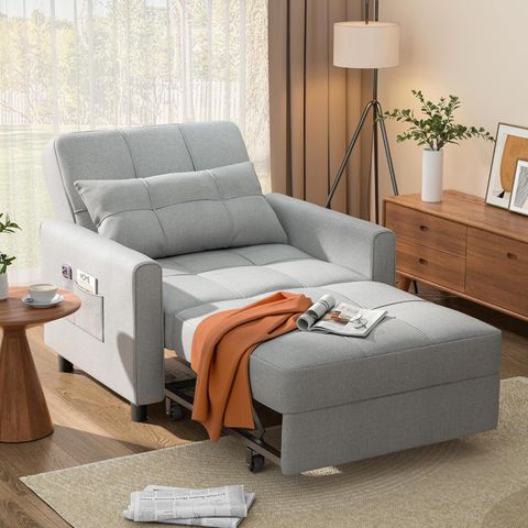 3-In-1 Convertible Sofa Bed, Sleeper Chair Bed Pull Out Chair Bed, Sofa ... in Amora Ivory White Fabric 3 Piece Queen Memory Foam Sleeper Sofa Bed Arm Chair & Ottoman Set