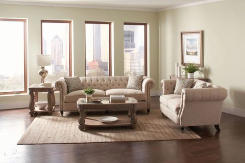 3 Piece Living Room Furniture Set - Good Colors For Rooms intended for Reid Buff Beige Fabric 3 Piece Living Room Set
