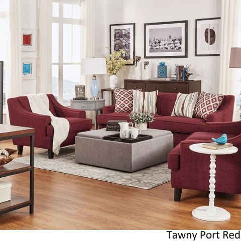 3 Piece Living Room Sets pertaining to Reid Buff Beige Fabric 3 Piece Living Room Set