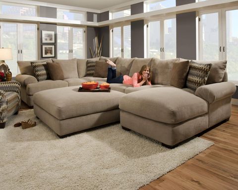 30 Inspirations Sectional Sofa With Oversized Ottoman within Monterey Beach Beige Fabric 95" 4 Piece Sofa Loveseat Oversized Arm Chair & Ottoman Set