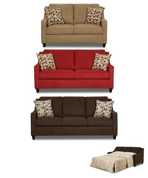 8950 Simmons Microfiber Sofa Bed Sleeper in Santo Foam Beige Performance Fabric Microfiber 102" Fabric Queen Sleeper/Loveseat/Oversized Chair Set