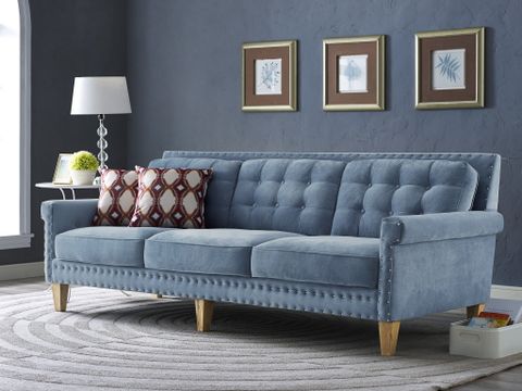 Alison Velvet Sofa - Emfurn | Living Room Sofa, Blue Velvet Sofa ... regarding Lyric Navy Blue Velvet Fabric 5 Piece Living Room Set With Modular Sofa And Loveseat
