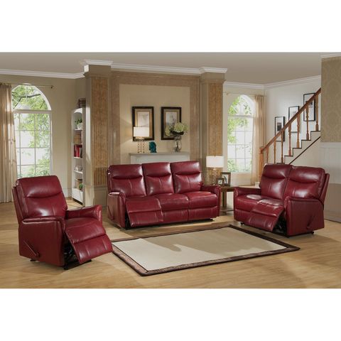 Amax Napa 3 Piece Leather Lay Flat Reclining Living Room Set | Wayfair with regard to 3 Piece Matrix Cream Leather Power Zero Gravity Reclining Audio Living Room Set With Sofa Console Loveseat & Recliner