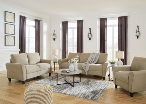 Ashley Furniture - Carten - Quartz - 3 Pc. - Ready To Assemble Sofa ... throughout Reid Buff Beige Fabric 3 Piece Living Room Set