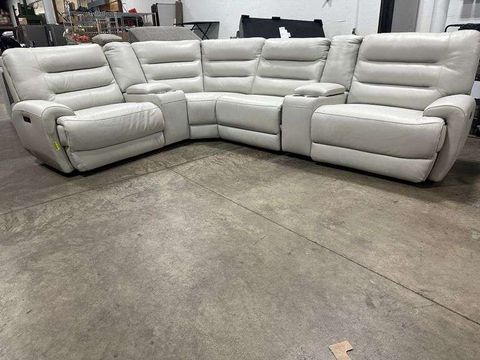 Aubrey 6-Piece Leather Power Zero Gravity Reclining Sectional With ... with regard to The Science of Comfort How Reclining Positions Impact Your Well-being