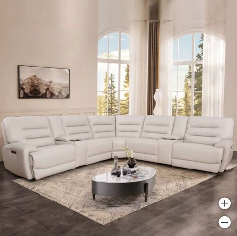 Aubrey 7-Piece Leather Power Zero Gravity Reclining Sectional With ... for Dylan Dark Taupe Leather 3 Piece Flexsteel Power Zero Gravity Reclining Living Room Set With Sofa Console Loveseat And Recliner