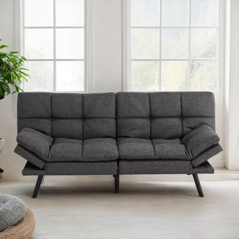 Auction Detail throughout Athos Vintage Grey Fabric Sofa/Loveseat/Twin Memory Foam Arm Chair Sleeper Set