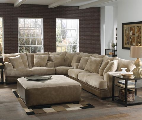 Barkley Large L-Shaped Sectional Sofa With Left Side Loveseat By ... inside Monterey Beach Beige Fabric 95" 3 Piece Sofa Loveseat & Oversized Arm Chair Set