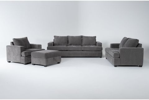 Bonaterra Charcoal Grey Fabric 4 Piece Queen Memory Foam Sleeper Sofa ... with regard to Living Room Transformation How to Choose the Right Oversized Arm Chair