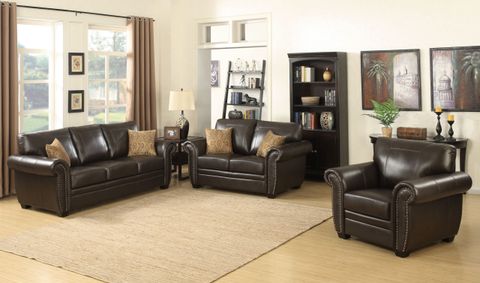Brown Leather Living Room Chair Louis Collection Traditional 3-Piece ... intended for Caring for Your Ian Saddle Brown Leather Living Room Set A Comprehensive Guide