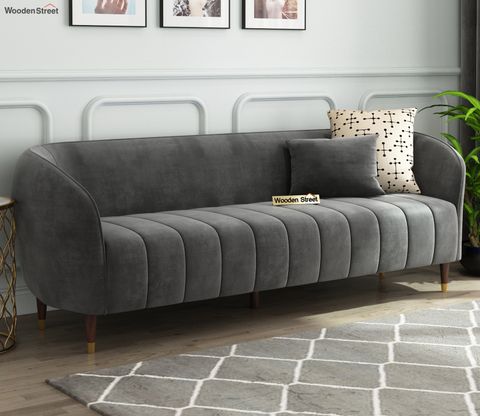 Buy Eldric 3 Seater Sofa (Velvet, Graphite Grey) Online In India At ... with regard to Lyric Charcoal Grey Velvet: Unveiling the Elegance of a Modern Living Room