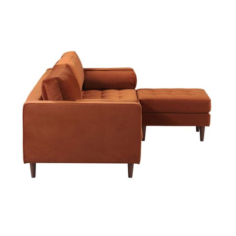 Cave Burnt Sienna Velvet Sectional At Futonland for Santana Burnt Sienna Velvet Fabric 3 Piece 78" Sofa Chair & Ottoman Set