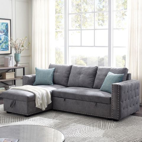Fabric Sectional Sleeper Sofa Queen / Bryton Sleeper Sectional ... intended for Creating a Cozy Living Space The Role of the Oversized Arm Chair and Ottoman
