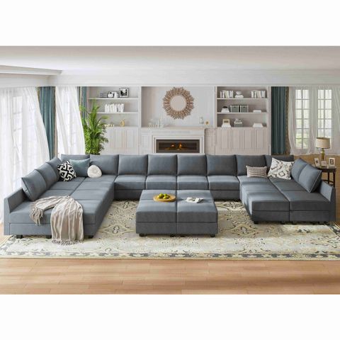 Honbay Oversized Modular Sofa Set Sectional Sofa Couch For Living Room ... within Ottoman Essentials Enhancing Comfort and Functionality in Your Living Space