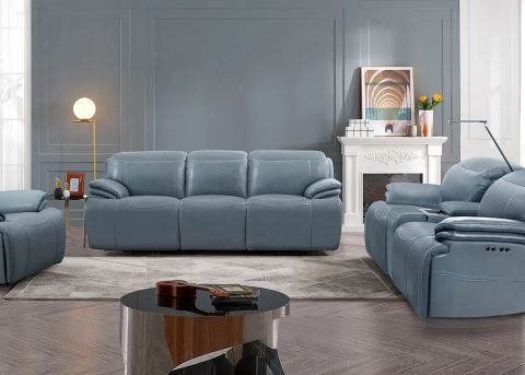 Isaac Blue Leather 2 Pc. Zero Gravity Power Reclining Living Room W ... with Serena Ii Steel Blue Leather 3 Piece Power Zero Gravity Reclining Living Room Set