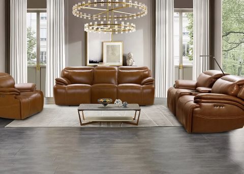 Isaac Brown Leather 3 Pc. Zero Gravity Power Reclining Living Room W ... regarding 3 Piece Matrix Taupe Leather Power Zero Gravity Reclining Audio Living Room Set With Sofa Console Loveseat & Recliner