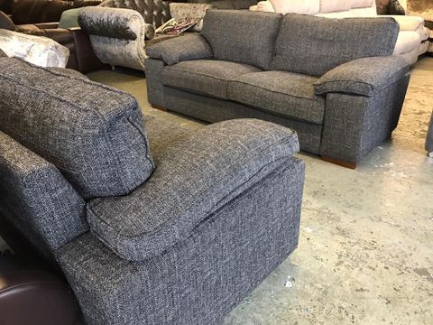 Littlewoods Hayden Grey Fabric 3 And 2 Seater Sofa Set Three Plus Two ... regarding Bradley Charcoal Grey Fabric Modern 3 Piece Sofa Loveseat & Arm Chair Set