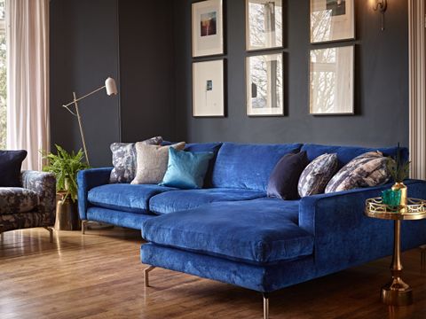 Living Room Ideas With Navy Blue Sofa At Felix Lane Blog inside Lyric Navy Blue Velvet Fabric 5 Piece Living Room Set With Modular Sofa And Loveseat