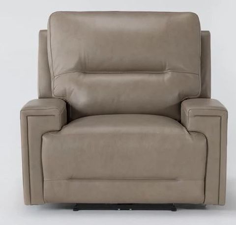 Living Spaces 294421 Taupe Leather Zero Gravity Triple Power Recliner ... intended for 3 Piece Matrix Taupe Leather Power Zero Gravity Reclining Audio Living Room Set With Sofa Console Loveseat & Recliner