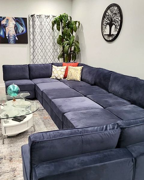 Modular Furniture Sofa At Imogen Parry-Okeden Blog with Lyric Navy Blue Velvet Fabric 5 Piece Living Room Set With Modular Sofa And Loveseat