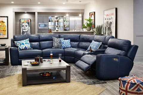 Newport Collection | Sectional Sofa With Recliner, Living Room Leather ... intended for The Ultimate Guide to Comfort Samuel Navy Blue Leather Living Room Sets