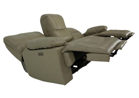 Odessa Taupe Leather 1P Power Zero Gravity Reclining Sofa Ivan Smith ... in 3 Piece Matrix Taupe Leather Power Zero Gravity Reclining Audio Living Room Set With Sofa Console Loveseat & Recliner