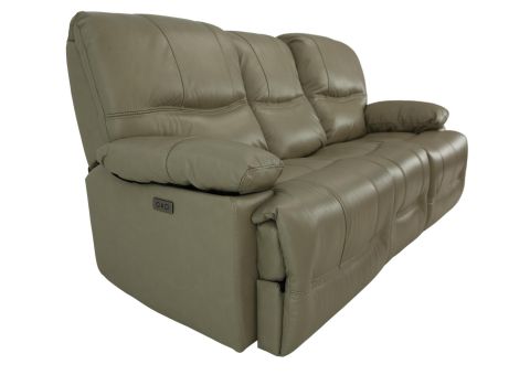 Odessa Taupe Leather 1P Power Zero Gravity Reclining Sofa Ivan Smith ... within 3 Piece Matrix Taupe Leather Power Zero Gravity Reclining Audio Living Room Set With Sofa Console Loveseat & Recliner