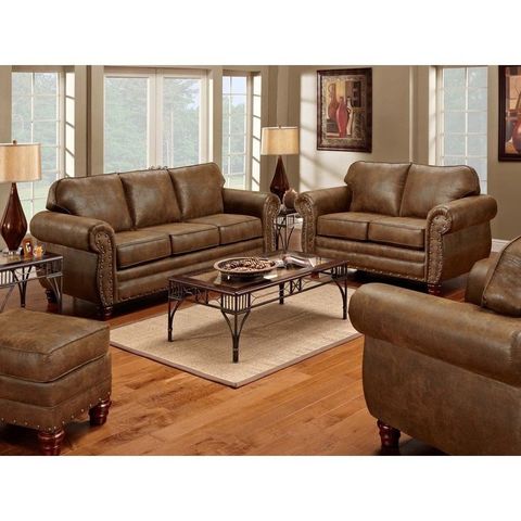 Our Best Living Room Furniture Deals | Living Room Leather, 4 Piece ... throughout Ian Saddle Brown Leather 4 Piece Living Room Set