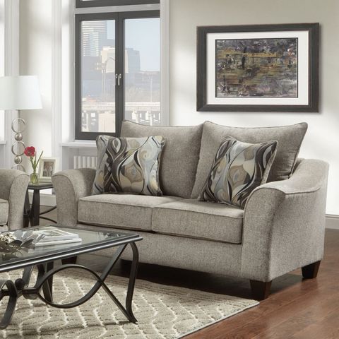 Roundhill Furniture Camero Platinum Fabric ((4 Piece) Living Room Set pertaining to Reid Grey Fabric 4 Piece Living Room Set