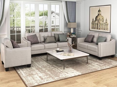 Surprising Collections Of Modern Living Room Sets Photos | Kitchen Cool intended for Monterey Beach Beige Fabric 86" 3 Piece Sofa Loveseat & Oversized Arm Chair Set