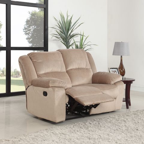 Traditional Microfiber Double Recliner Loveseat In Beige - Walmart.com throughout Santo Foam Beige Performance Fabric Microfiber 102" Fabric Queen Sleeper/Loveseat/Oversized Chair Set