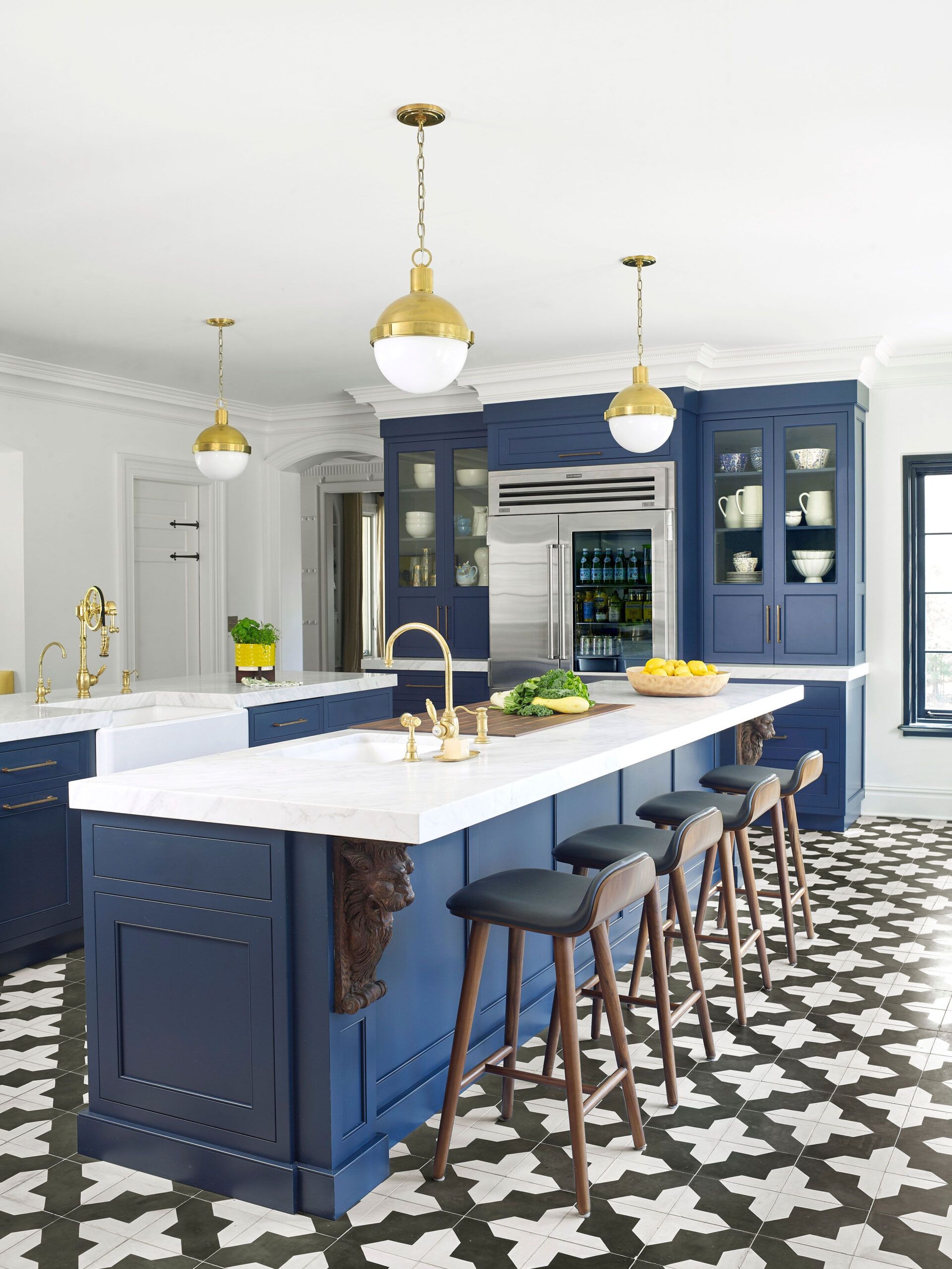 20 Coastal Kitchen Ideas To Bring The Beach To Your Home in Coastal Kitchen Island, Grooved Doors &amp; Upper Storage Drawers, White/Dark Brown