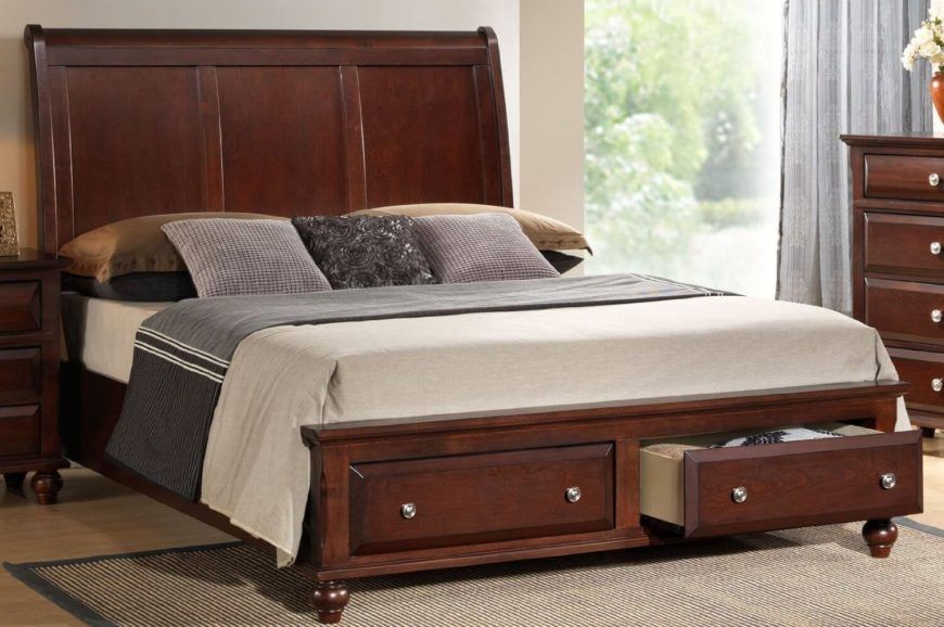 25 Incredible Queen-Sized Beds With Storage Drawers Underneath regarding Alton Cherry Ii Queen Wood Platform Bed &amp; Headboard 3 Piece Bedroom Set With 2 Nightstands
