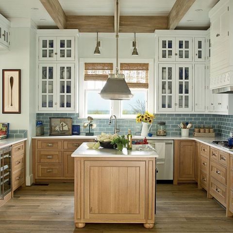 30+ Splendid Coastal Nautical Kitchen Ideas For This Season - Coodecor ... with White and Dark Brown Kitchens: A Timeless Color Palette Explained