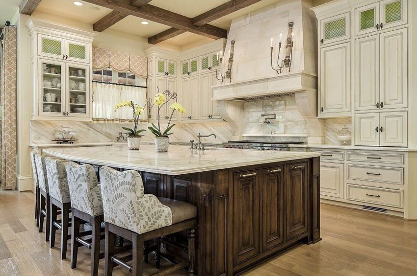 37 Large Kitchen Islands With Seating (Pictures) with regard to Classic Kitchen Island, Spacious Design With Multiple Open Shelves, White/Brown