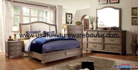 4 Piece Belgrade Ii Platform Rustic Upholstered Bedroom Set Cm7612 inside Dean Sand Full Upholstered 4 Piece Bedroom Set With Madison White Ii Dresser Chest & 2 Drawer Nightstand