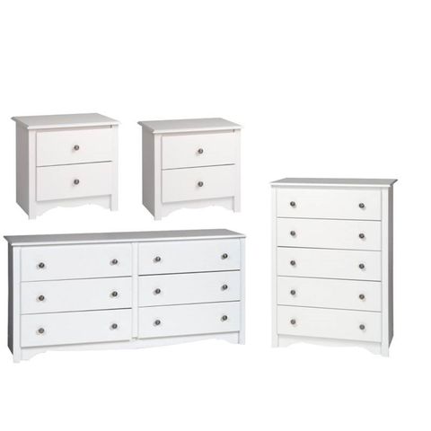 4 Piece Set With 2 Nightstands Dresser And Chest In White - Walmart.com intended for Dean Sand Bedroom Set Styling Ideas for Different Room Sizes