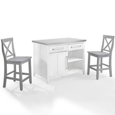 50" Emery Kitchen Island White Cultured Stone/Gray Finish - Acme ... for Beyond Granite Why Cultured Stone is Gaining Popularity