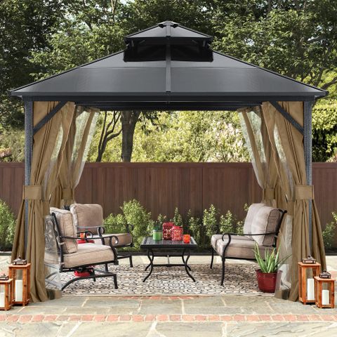 Abccanopy 10 Ft. W X 10 Ft. D Aluminum Patio Gazebo The Polycarbonate ... throughout 10 Ft. W X 10 Ft. D Aluminum Patio Gazebo