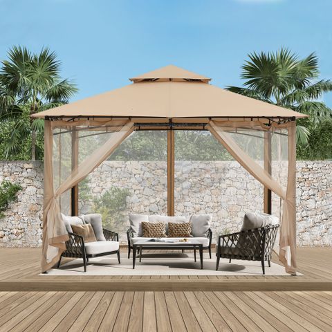 Abccanopy 8 Ft. W X 8 Ft. D Steel Patio Gazebo The Soft Roof Gazebos ... inside 8 Ft. W X 8 Ft. D Patio Gazebo With Double Roof
