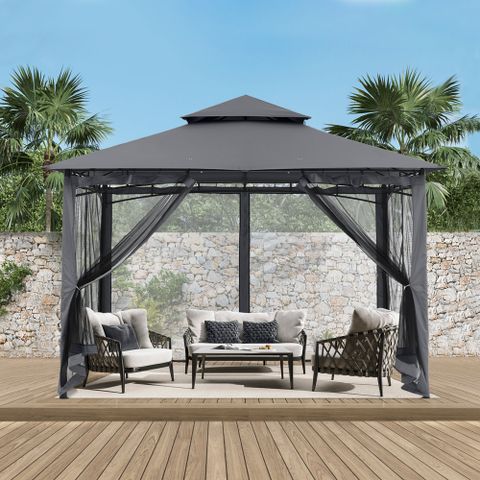 Abccanopy 8 Ft. W X 8 Ft. D Steel Patio Gazebo The Soft Roof Gazebos ... inside 8 Ft. W X 8 Ft. D Patio Gazebo With Double Roof