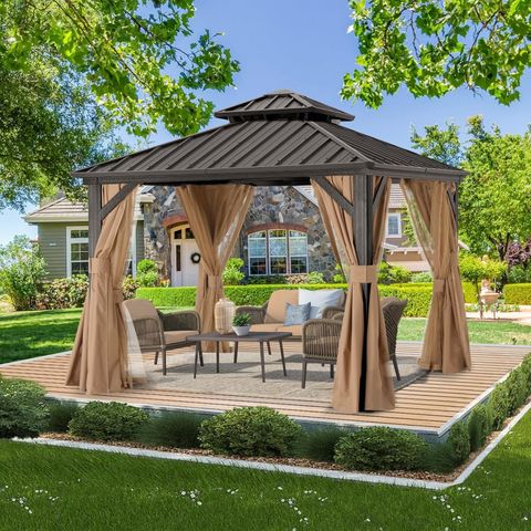 Abccanopy 8X8 Hardtop Gazebo - Outdoor Permanent Gazebo With Galvanized ... with regard to 8 Ft. W X 8 Ft. D Patio Gazebo With Double Roof