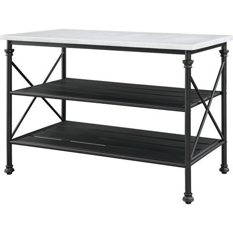 Acme 98943 Brahm Kitchen Island In White Cultured Stone & Gray Finish for Creating a Timeless Kitchen with White Cultured Stone and Gray Finishes