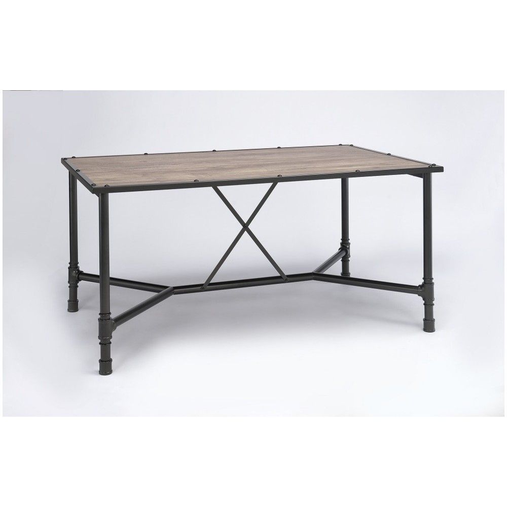 Acme Caitlin Dining Table, Rustic Oak &amp; Black pertaining to Crafting Your Dream Kitchen Understanding the Benefits of the ACME Lona Kitchen Island