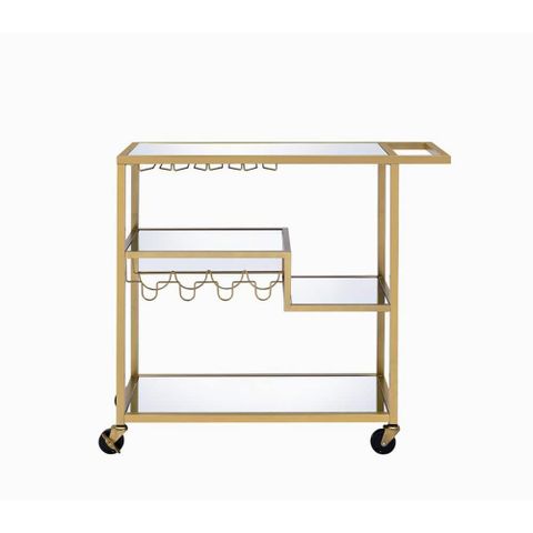 Acme Furniture Adamsen Gold And Clear Glass Serving Cart With Shelves ... with Unveiling the Elegance of the Acme Vorrik Serving Cart Gold and White-Washed Design
