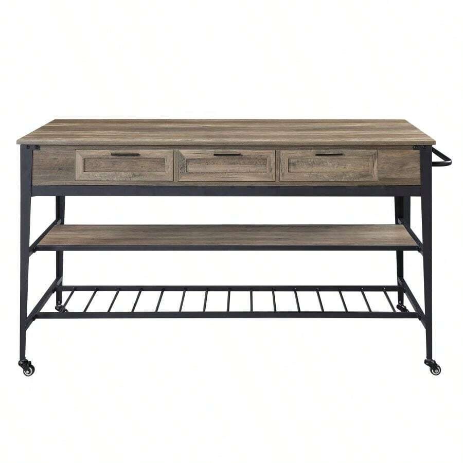 Acme Macaria Kitchen Island, Rustic Oak &amp; Black Finish Ac00402 | Shein Usa regarding Acme Lona Kitchen Island, Rustic Oak And Black