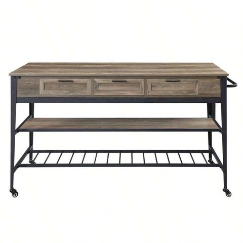Acme Macaria Kitchen Island, Rustic Oak & Black Finish Ac00402 | Shein Usa regarding Acme Lona Kitchen Island, Rustic Oak And Black