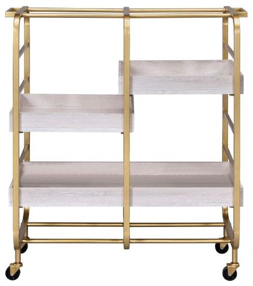 Unveiling the Elegance of the Acme Vorrik Serving Cart Gold and White-Washed Design