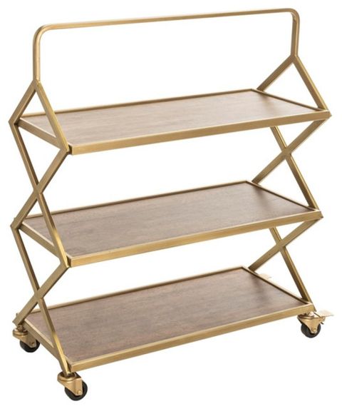 Adore Decor Hudson Wooden Kitchen Bar Cart Gold - Contemporary - Bar ... inside Styling Secrets for Your Jolie Kitchen Bar Cart Maximizing Form and Function